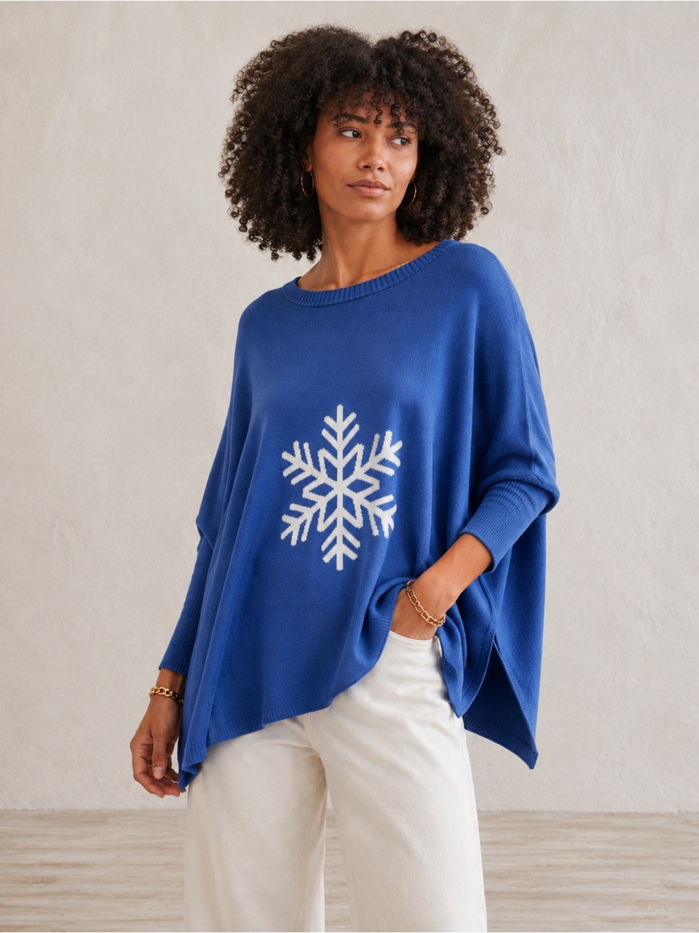 Mersea Catalina Crewneck Sweater Snowflake Blue NWT One Size